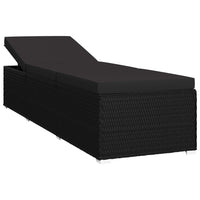 Lettino Prendisole con Cuscino e Tavolino in Polyrattan Nero cod mxl 23690