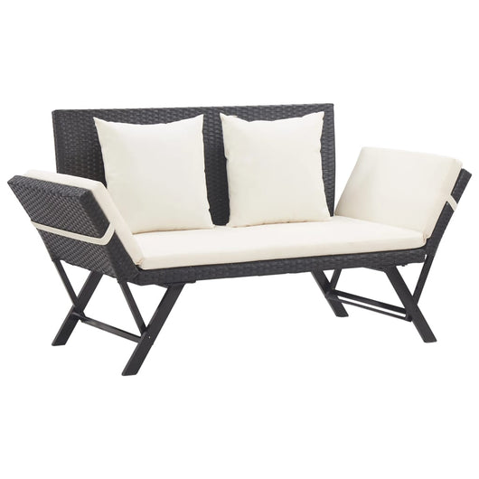 Panchina da Giardino con Cuscini 176 cm Nera in Polyrattan cod mxl 45662