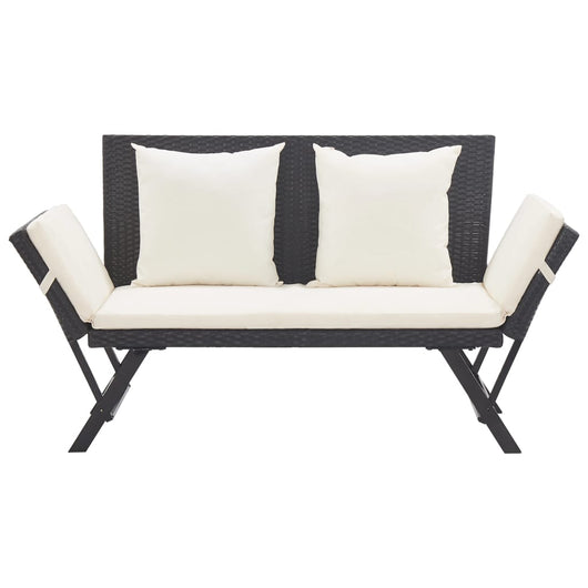 Panchina da Giardino con Cuscini 176 cm Nera in Polyrattan cod mxl 45662