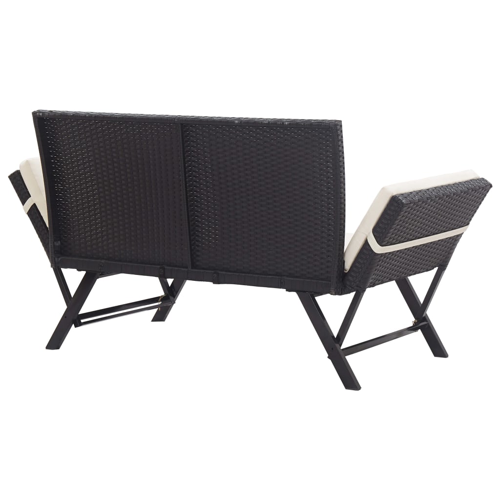 Panchina da Giardino con Cuscini 176 cm Nera in Polyrattan cod mxl 45662