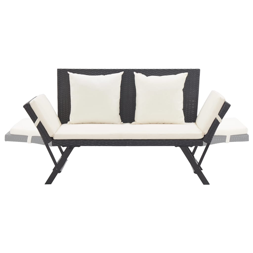 Panchina da Giardino con Cuscini 176 cm Nera in Polyrattan cod mxl 45662