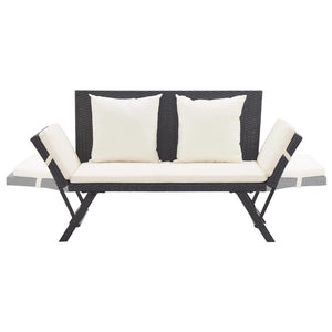 Panchina da Giardino con Cuscini 176 cm Nera in Polyrattan cod mxl 45662