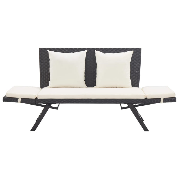 Panchina da Giardino con Cuscini 176 cm Nera in Polyrattan cod mxl 45662