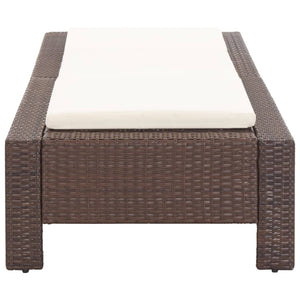 Lettino Prendisole con Cuscino Marrone in Polyrattan