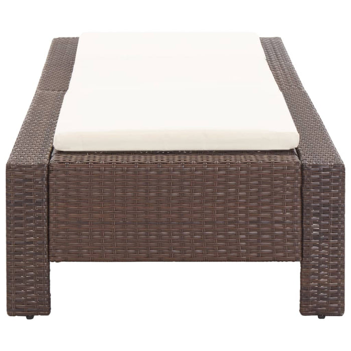 Lettino Prendisole con Cuscino Marrone in Polyrattan