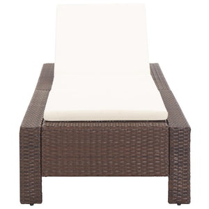 Lettino Prendisole con Cuscino Marrone in Polyrattan