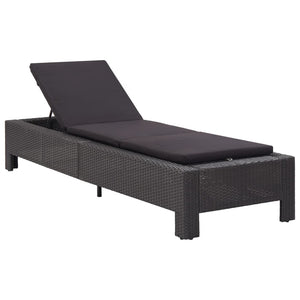 Lettino Prendisole con Cuscino Nero in Polyrattan  cod mxl 12277