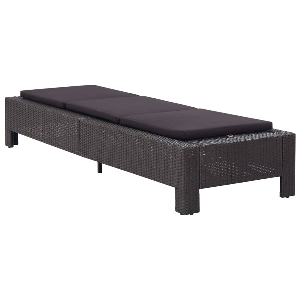 Lettino Prendisole con Cuscino Nero in Polyrattan  cod mxl 12277