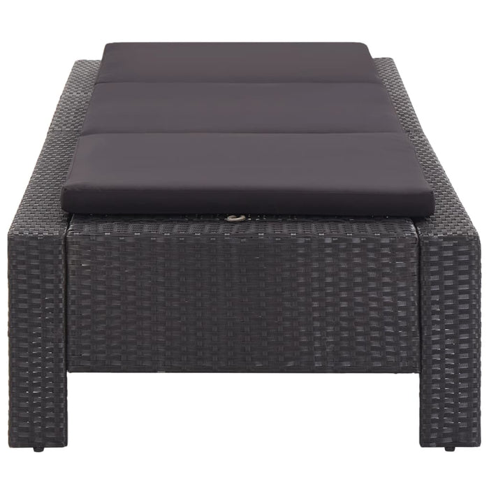 Lettino Prendisole con Cuscino Nero in Polyrattan  cod mxl 12277