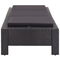 Lettino Prendisole con Cuscino Nero in Polyrattan 46237