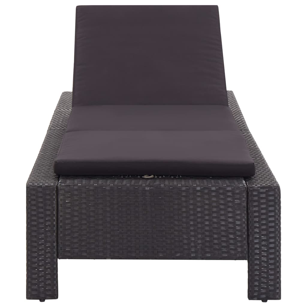 Lettino Prendisole con Cuscino Nero in Polyrattan 46237