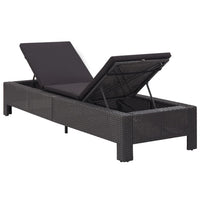 Lettino Prendisole con Cuscino Nero in Polyrattan  cod mxl 12277