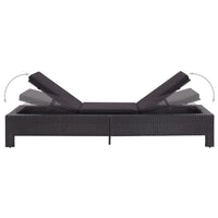 Lettino Prendisole con Cuscino Nero in Polyrattan  cod mxl 12277