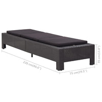 Lettino Prendisole con Cuscino Nero in Polyrattan  cod mxl 12277