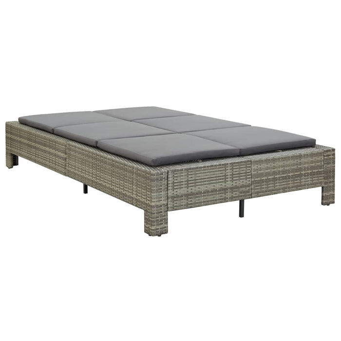 Lettino Prendisole a 2 Posti con Cuscino in Polyrattan Grigio cod mxl 64897