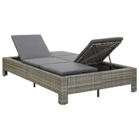 Lettino Prendisole a 2 Posti con Cuscino in Polyrattan Grigio cod mxl 64897