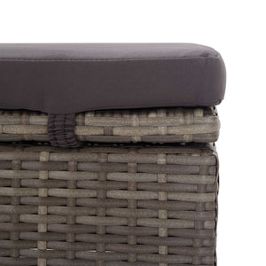 Lettino Prendisole con Tettuccio e Cuscino in Polyrattan Grigio 46248