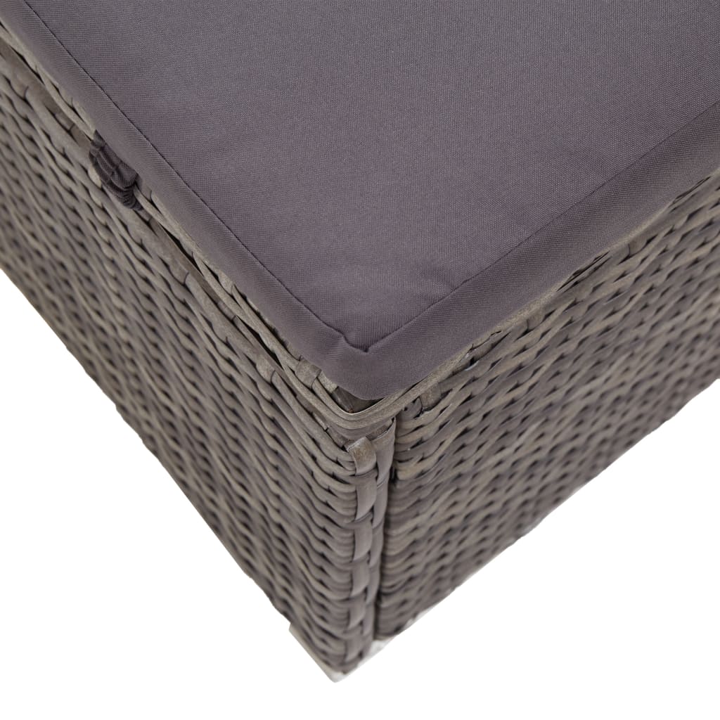 Lettino Prendisole con Tettuccio e Cuscino in Polyrattan Grigio 46248