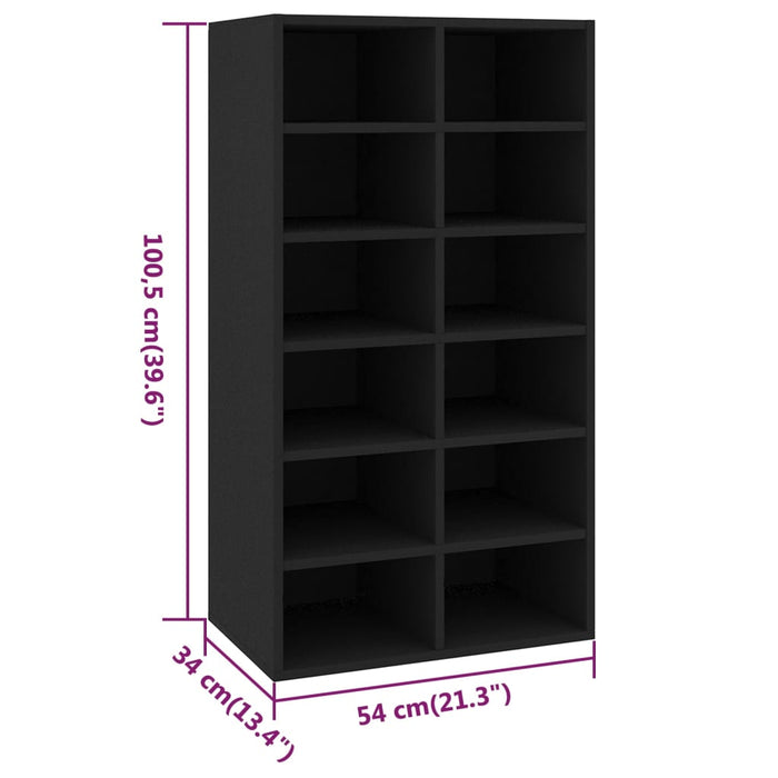 Scarpiera Nera 54x34x100,5 cm in Legno Multistrato cod mxl 54174