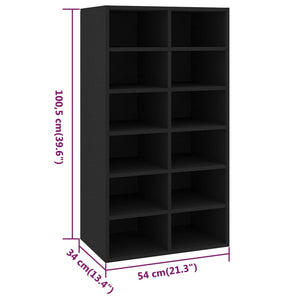 Scarpiera Nera 54x34x100,5 cm in Legno Multistrato 800397