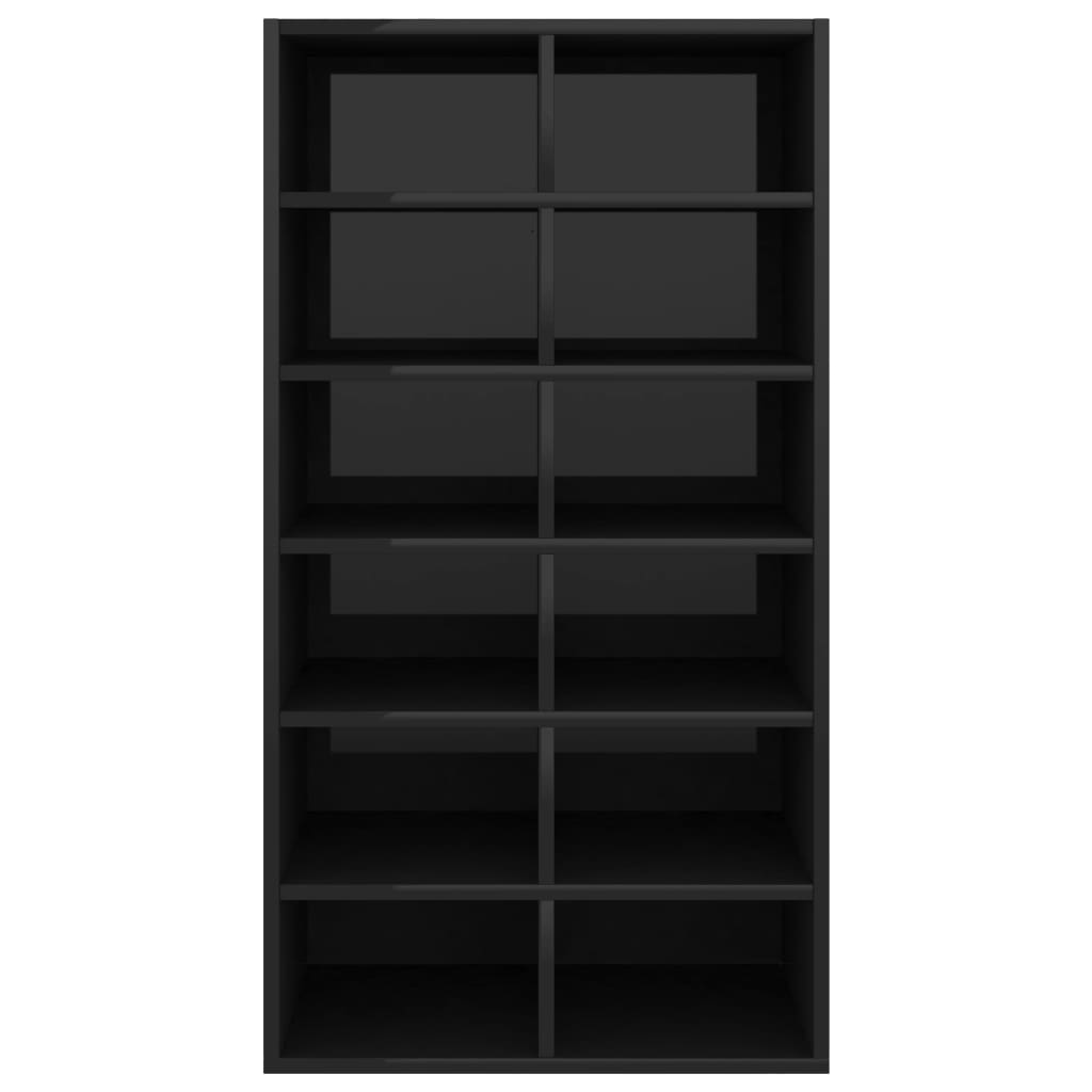 Scarpiera Nero Lucido 54x34x100,5 cm in Legno Multistrato 800403