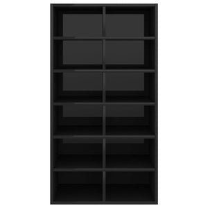 Scarpiera Nero Lucido 54x34x100,5 cm in Legno Multistrato 800403