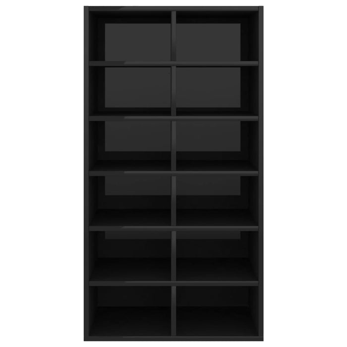 Scarpiera Nero Lucido 54x34x100,5 cm in Legno Multistrato 800403