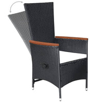 Set da Pranzo da Giardino 9 pz con Cuscini in Polyrattan Nero 47679