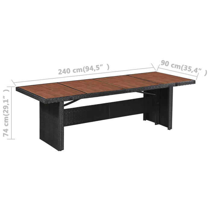 Set da Pranzo da Giardino 9 pz con Cuscini in Polyrattan Nero 47679