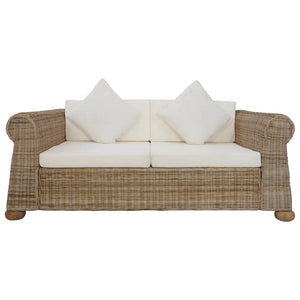 Set di Divani 2 pz con Cuscini in Rattan Naturale 278601