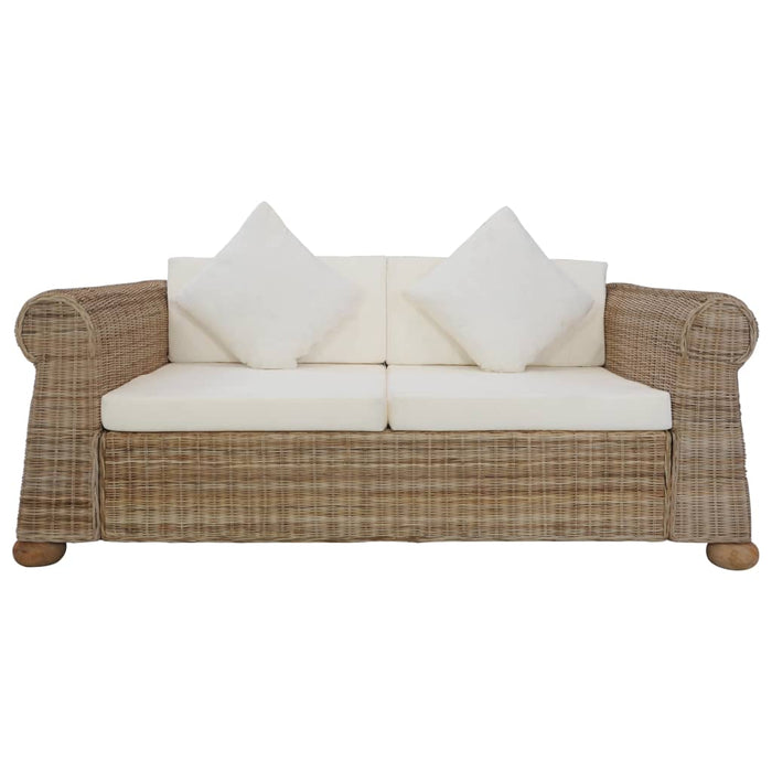 Set di Divani 2 pz con Cuscini in Rattan Naturale cod mxl 57976