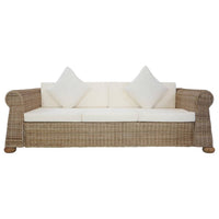 Set di Divani 2 pz con Cuscini in Rattan Naturale 278602