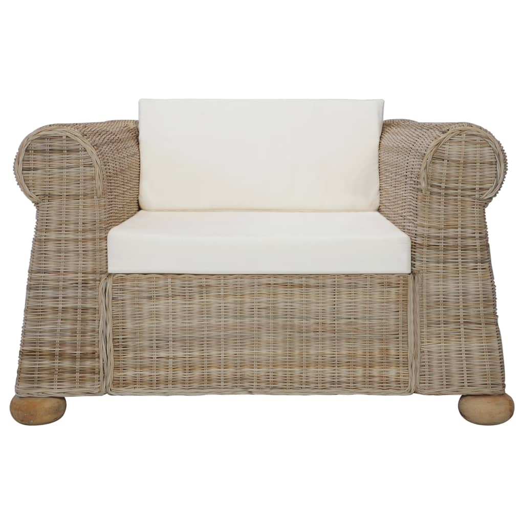 Set di Divani 3 pz con Cuscini in Rattan Naturale cod mxl 57980