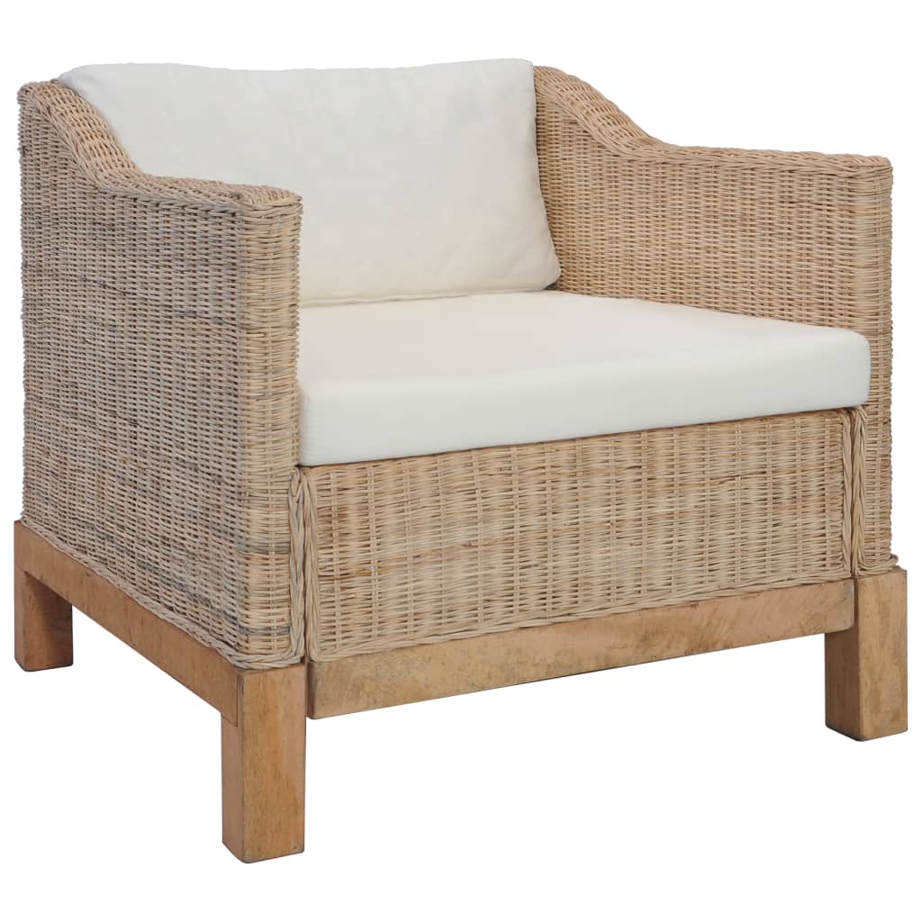 Set di Divani 2 pz con Cuscini in Rattan Naturale cod mxl 6260