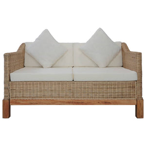 Set di Divani 2 pz con Cuscini in Rattan Naturale cod mxl 6263