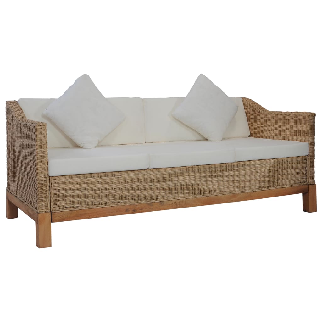 Set di Divani 2 pz con Cuscini in Rattan Naturale cod mxl 6263