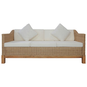 Set di Divani 2 pz con Cuscini in Rattan Naturale cod mxl 6263