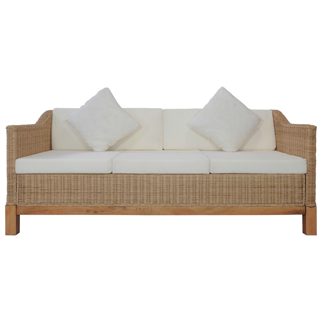 Set di Divani 2 pz con Cuscini in Rattan Naturale 278615