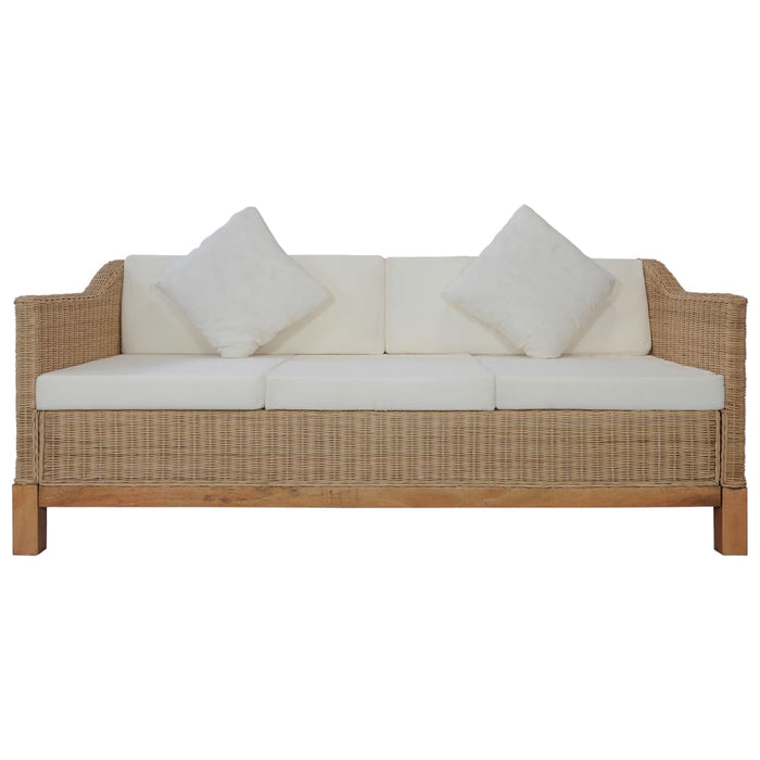 Set di Divani 2 pz con Cuscini in Rattan Naturale cod mxl 6259