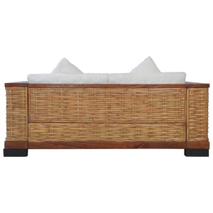 Set di Divani 2 pz con Cuscini in Rattan Naturale Marrone