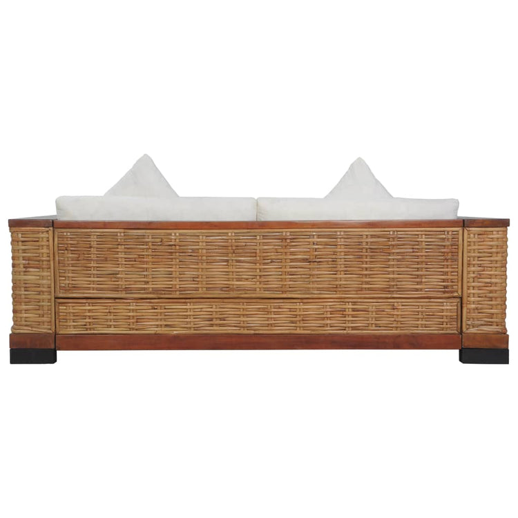 Set di Divani 2 pz con Cuscini in Rattan Naturale Marrone