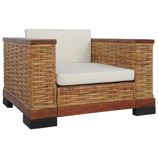 Set di Divani 2 pz con Cuscini in Rattan Naturale Marrone cod mxl 19517