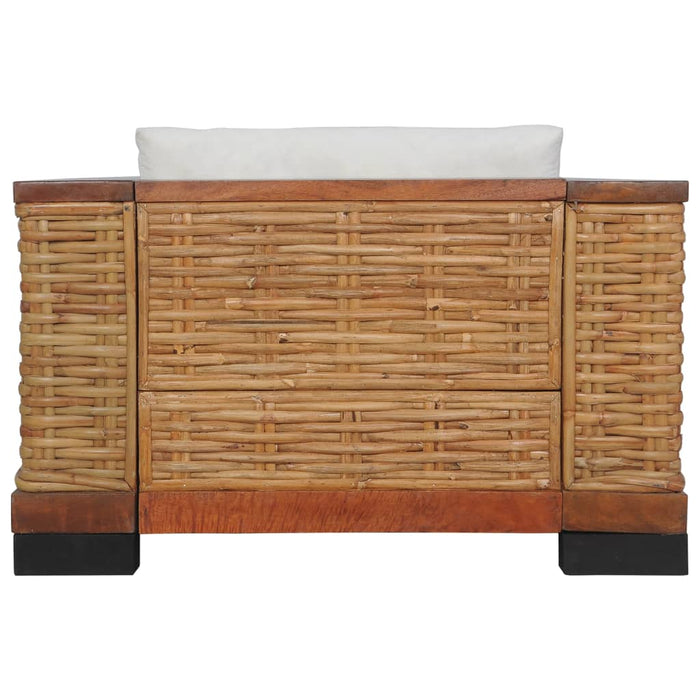 Set di Divani 2 pz con Cuscini in Rattan Naturale Marrone cod mxl 19517