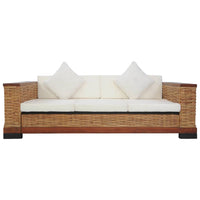 Set di Divani 2 pz con Cuscini in Rattan Naturale Marrone cod mxl 19517