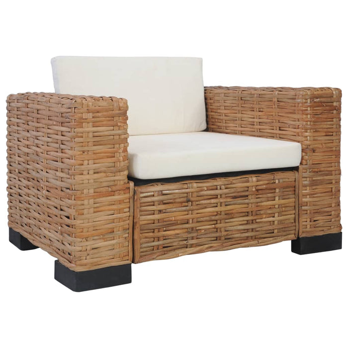 Set Divani 3 pz con Cuscini in Rattan Naturale   cod mxl 12721