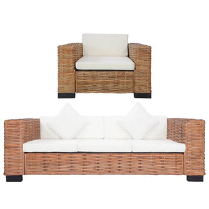 Set Divani 2 pz con Cuscini in Rattan Naturale 278625