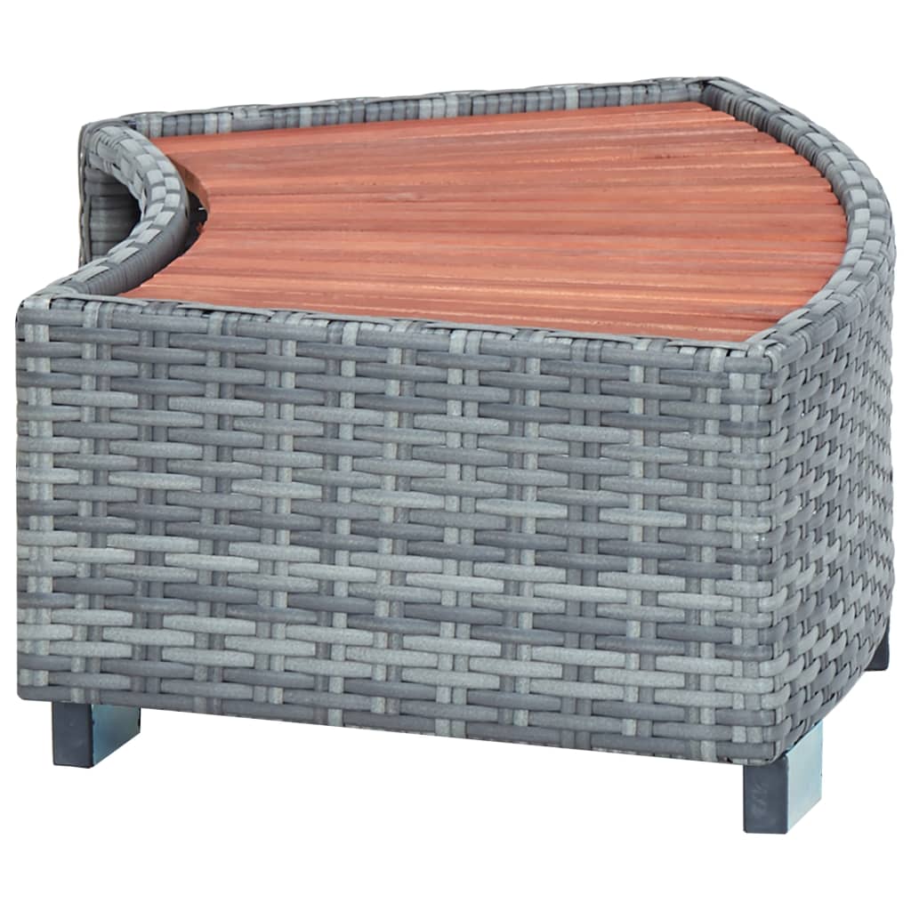 Scalino per Spa Grigio in Polyrattan 92x45x25 cm 46461