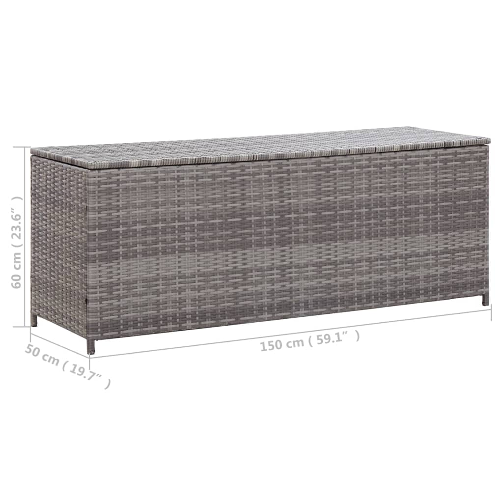 Baule da Giardino Grigio 150x50x60 cm in Polyrattan 46462