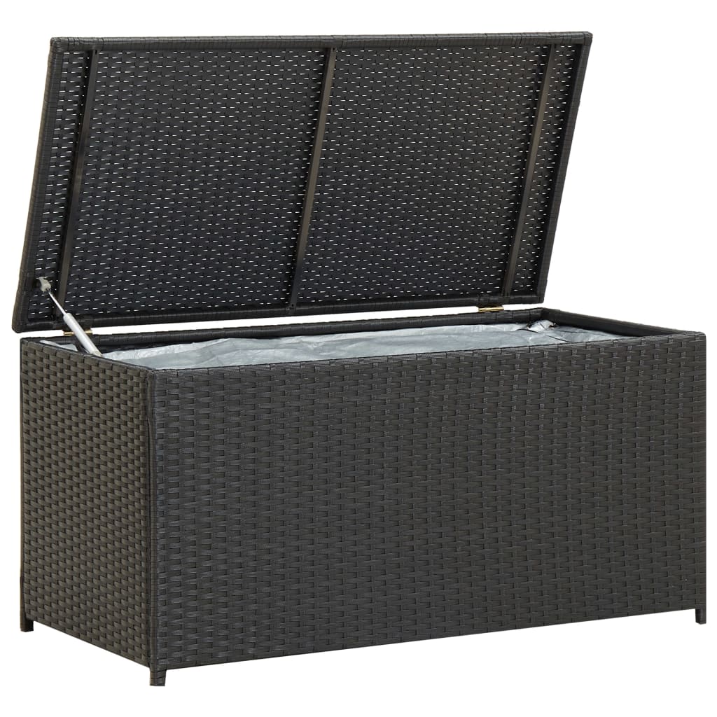 Baule da Giardino in Polyrattan 100x50x50 cm Nero 46471