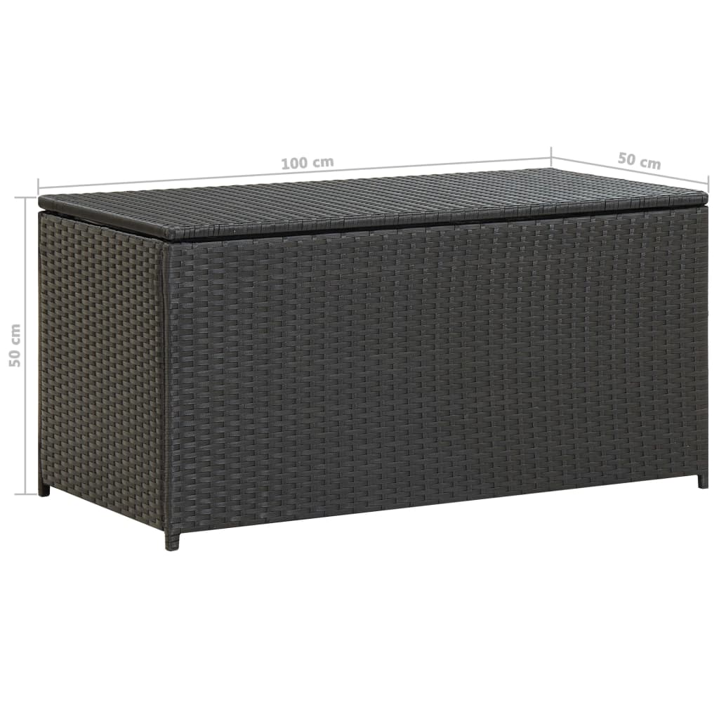 Baule da Giardino in Polyrattan 100x50x50 cm Nero 46471